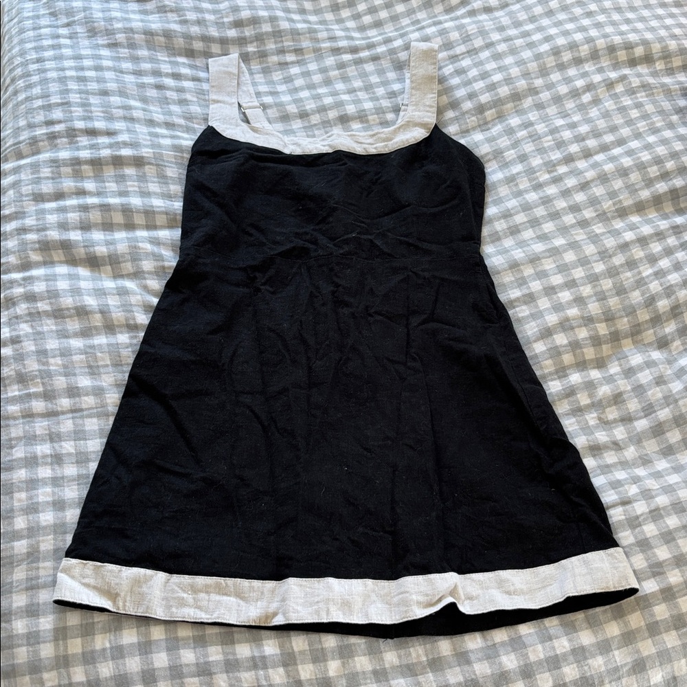 Abercrombie & Fitch Linen Black Dress with White Trim